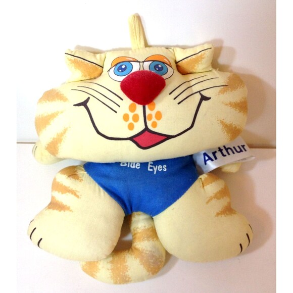 Vintage Russ Berrie Arthur The Cat Tiger Happy Birthday Blue Eyes Plush - Picture 1 of 9